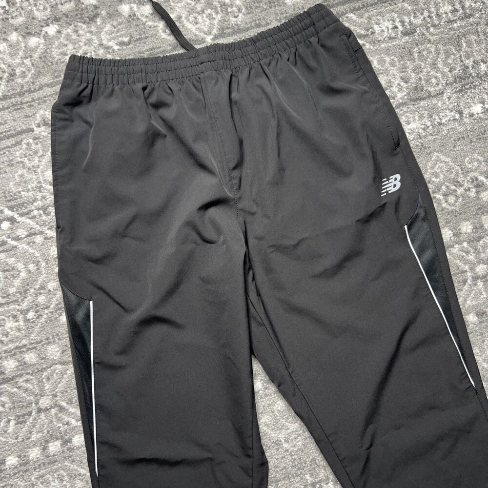 New Balance Track Pants Men's Large Black Reflective Lightweight Zip Ankle - Picture 2 of 9